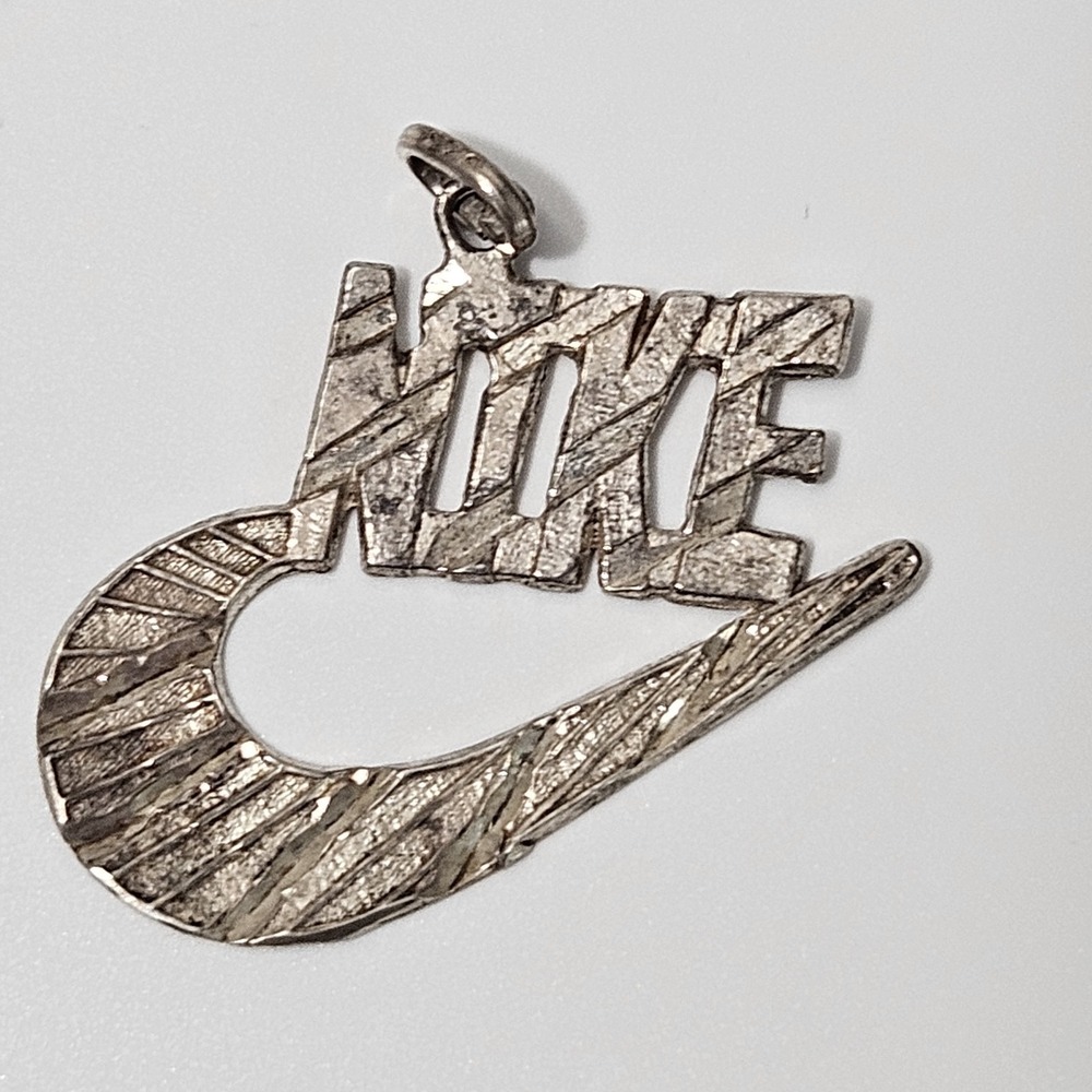 Vintage Nike Swoosh Pendant Sterling Silver 925 Textured